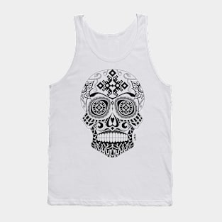 skull in mexican floral totonac pattern with deadly smile Tank Top